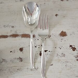 Elegant Vintage WM Rogers  Silver Serving Spoon and Fork Set